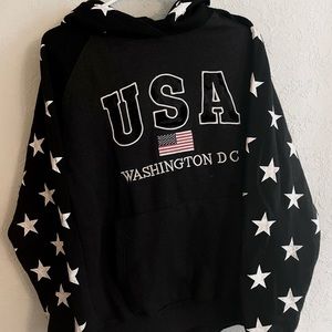 Black & Starred Oversized USA Washing D.C. Tourist Hoodie